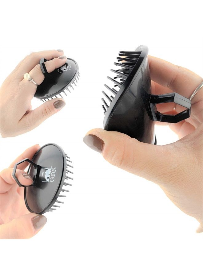 G.B.S Head Shampoo Scalp Massager Brush and Soft Palm Pocket Comb for All Hair Types, Pack of 3 (1 Black and 2 Gray) Made in U.S.A - Image 5