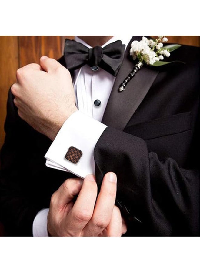 Men's cufflinks, jewelry or accessories, wooden cufflinks made from black walnut, can be matched with shirts, jackets, and ties, suitable for birthdays, weddings, and anniversaries. (One pair) - Image 3