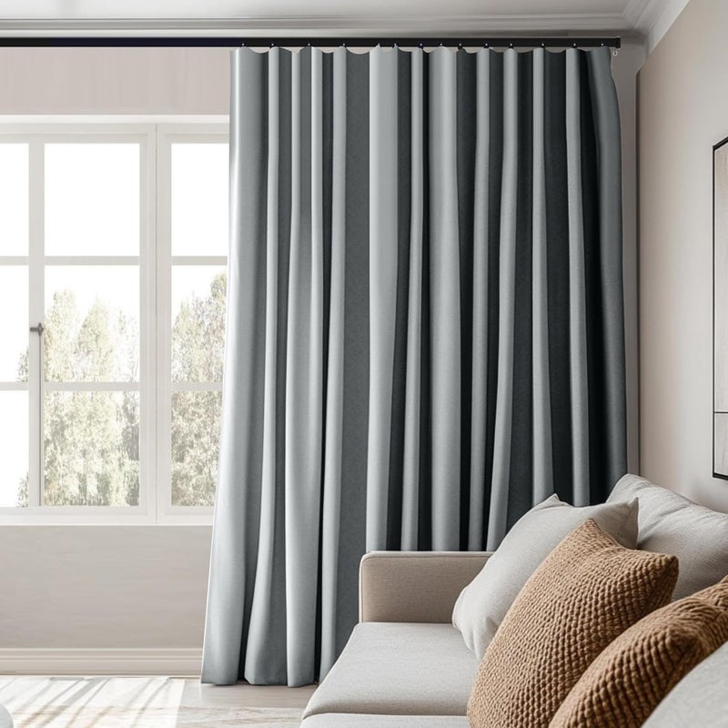 MaKefeile Room Divider Curtains Total Blackout Privacy Curtain Panel Room Thermal Insulated Noise Reduction Curtain for Bedroom Window Living Room Ceiling Track Curtain W 8.3 ft × H 8 ft Grey. - Image 5