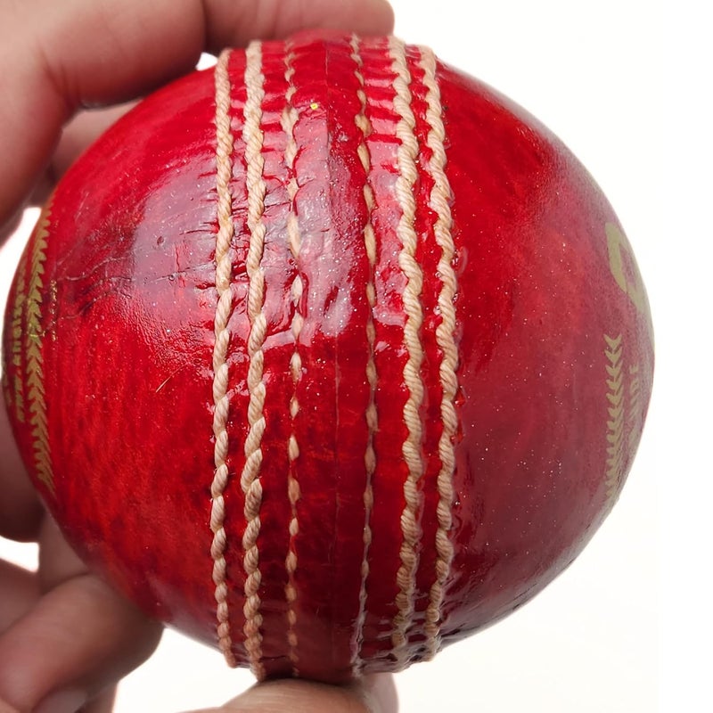 KHELSPACE KS-20 4 Piece Leather Cricket Ball | Hand-Stitched Professional Grade | Durable for Test, ODI, T20 & Practice Matches | Swing & Seam Optimized | Premium Shine & Consistent Bounce, Red - Image 3
