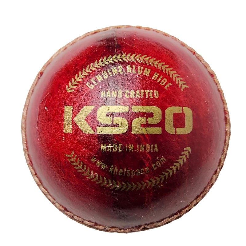 KHELSPACE KS-20 4 Piece Leather Cricket Ball | Hand-Stitched Professional Grade | Durable for Test, ODI, T20 & Practice Matches | Swing & Seam Optimized | Premium Shine & Consistent Bounce, Red - Image 2