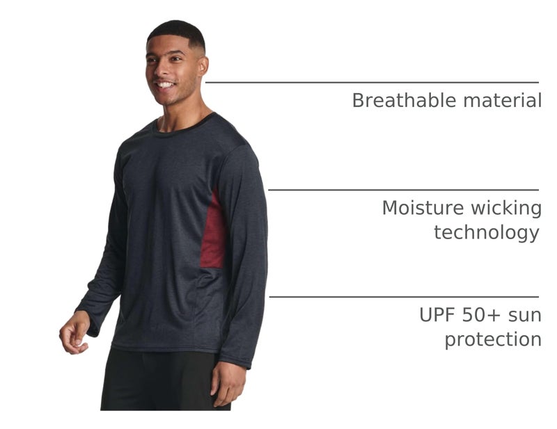 REALESSENTIALS Real Essentials 4 Pack: Mens Long Sleeve Dry Fit T Shirts Hiking Fishing Workout Gym Work Sun UPF 50 Wicking Running Tee, Set 6, Large - Image 4