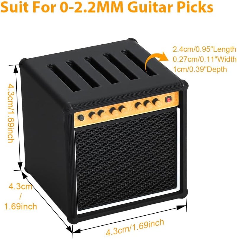 JYCSTE Guitar Picks Holder Box, Amp Speaker Pick Holder with 5 Celluloid Guitar Picks, Guitar Pick Storage Box Set for Guitar, Bass, Ukulele Players - Image 2