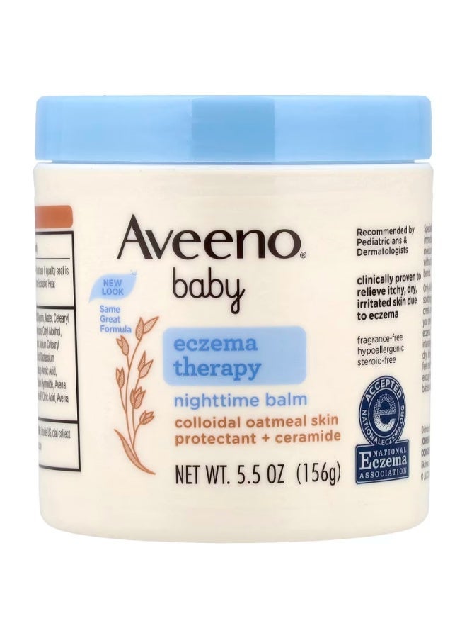 Aveeno Night Balm with natural colloidal oatmeal and dimethicone for dry skin and baby eczema relief, and ceramides to provide deep, overnight hydration - Image 1