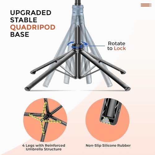 WeCool S7 Selfie Stick Tripod, 71" Extendable with Quad Stand, 360° Rotatable Handle, Detachable Bluetooth Remote, Phone Tripod for Vlogging, YouTube, Travel, iPhone, Android - Image 3