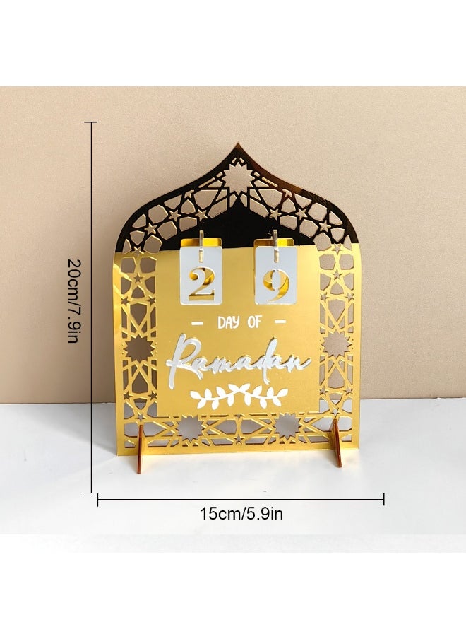 NIBEMINENT - Acrylic Ramadan Advent Calendar Black Day of Ramadan Countdown Calendar Eid Mubarak Desk Calendars Ramadan Decorations for Home Party Decor Muslim Festival Reminder Holiday Ornaments Islam Decoration - Image 1