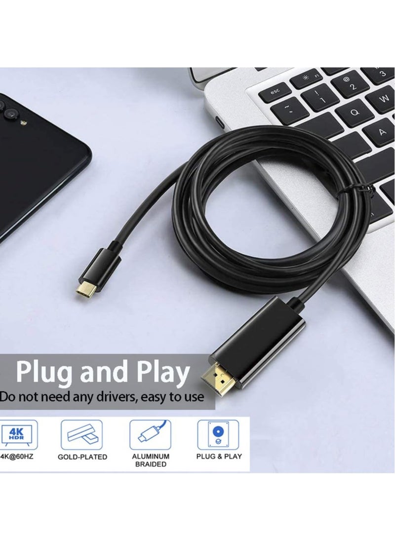 ماركة غير محددة Type C to HDMI HDTV Adapter Cable 1.8 Meter Supports Up to 4K 30Hz Type C to HDMI Converter Cable Type C Male to HDMI Male Adapter Cable  - Image 2