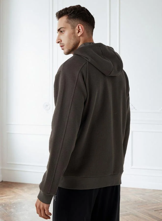 Splash Active  Waffle Textured Zip Through Hoodie with Zip Closure for Men | Best Price UAE