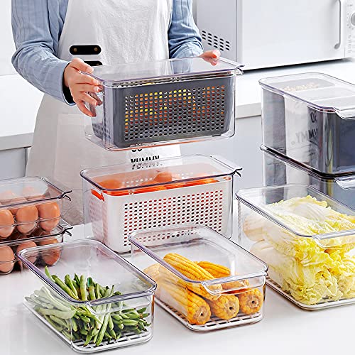 INKULTURE Stackable Vegetable and Fruit Fridge Storage Container With Removable Drain Strainers, 5.5L | Pack of 1, Plastic - Image 4
