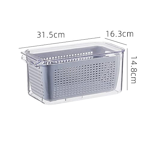 INKULTURE Stackable Vegetable and Fruit Fridge Storage Container With Removable Drain Strainers, 5.5L | Pack of 1, Plastic - Image 2