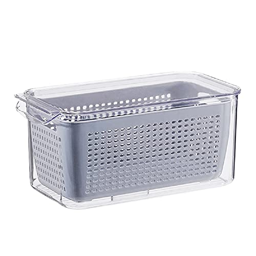INKULTURE Stackable Vegetable and Fruit Fridge Storage Container With Removable Drain Strainers, 5.5L | Pack of 1, Plastic - Image 1