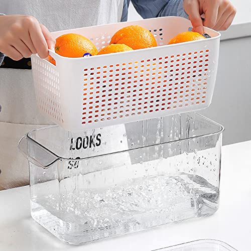 INKULTURE Stackable Vegetable and Fruit Fridge Storage Container With Removable Drain Strainers, 5.5L | Pack of 1, Plastic - Image 3