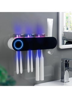 M MIAOYAN Smart Bathroom Electric Toothbrush Holder UV Toothbrush Sanitizer with Toothpaste Dispenser Wall-Mounted Toothbrush Holder 3-Cup Set Bathroom Storage Decor  - Image 1