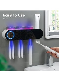 M MIAOYAN Smart Bathroom Electric Toothbrush Holder UV Toothbrush Sanitizer with Toothpaste Dispenser Wall-Mounted Toothbrush Holder 3-Cup Set Bathroom Storage Decor  - Image 4