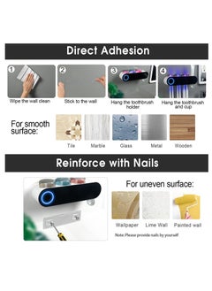 M MIAOYAN Smart Bathroom Electric Toothbrush Holder UV Toothbrush Sanitizer with Toothpaste Dispenser Wall-Mounted Toothbrush Holder 3-Cup Set Bathroom Storage Decor  - Image 5