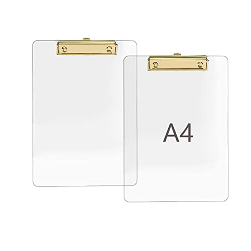 JIARI 2 Pack Clear Acrylic Office Clipboard A4 Letter Size 8.6" x 12.2" (Gold) - Image 2
