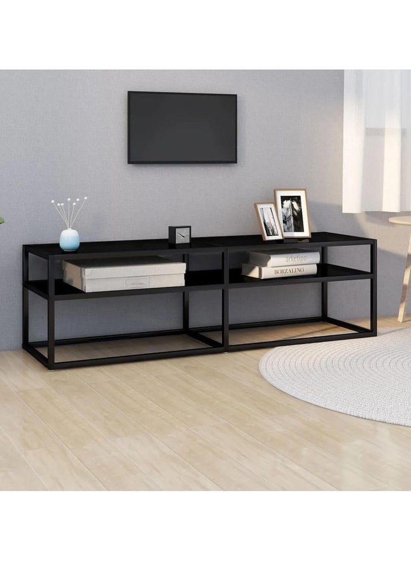 لينجوي وحدة تلفزيون معدنية وزجاجية أنيقة تم تجميعها مسبقًا مركز ترفيه حديث مركز ترفيه أنيق لغرف المعيشة الحديثة وحدة تلفزيون أنيقة ومتعددة الوظائف - Image 1