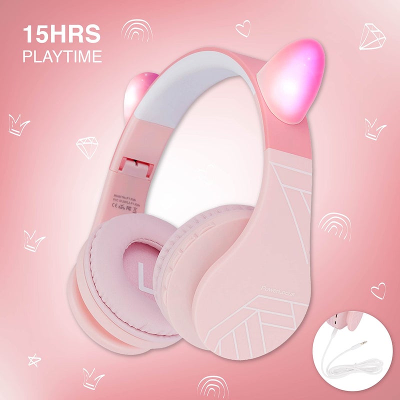 PowerLocus Bluetooth Headphones for Kids, Wireless Foldable Headphones Over Ear, Headphone with Microphone, 85DB Volume Limit, Wireless and Wired Headset with Micro SD, FM for Cellphones, Tablets, PC - Image 5