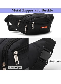 Qiccijoo Qiccijoo Waist Pack for Men or Women Waist Pack Bag with 4-Zipper Pockets Belt Bag Suitable for Outdoors Workout Traveling Casual Running Hiking Cycling(Black)  - Image 3