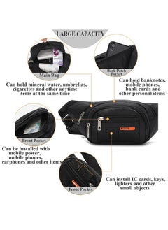 Qiccijoo Qiccijoo Waist Pack for Men or Women Waist Pack Bag with 4-Zipper Pockets Belt Bag Suitable for Outdoors Workout Traveling Casual Running Hiking Cycling(Black)  - Image 4