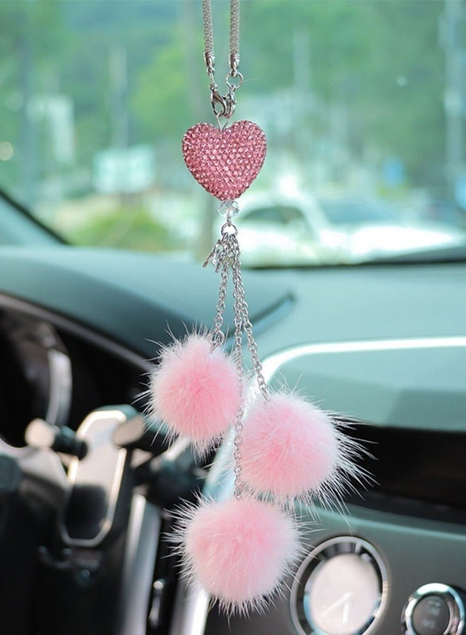 Bukela Car Hanging Ornament Car Hanging Pendant Pink Bling Car Accessories Interior for Women Girly Crystal Car Rearview Mirror Decor - Image 1