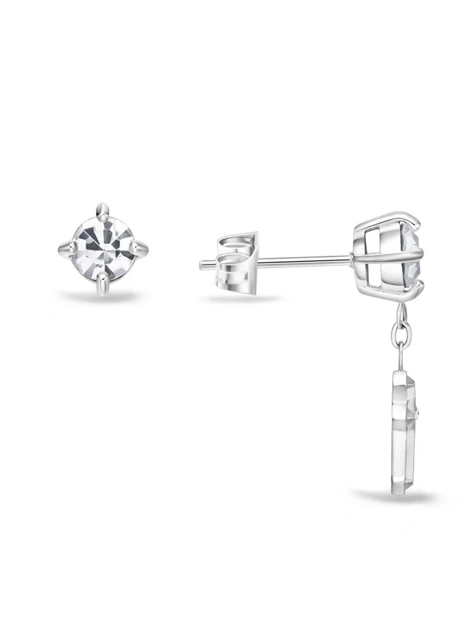 POLICE Stoneset Silver Crystal and Cross Mismatch Earrings For MenPEAGE0036501