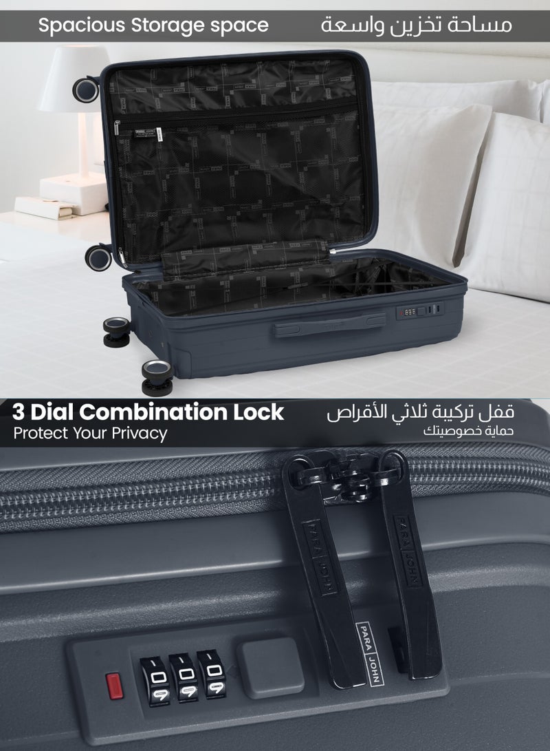 بارا جون مجموعة حقائب سفر ثلاثية | خفيفة الوزن صغيرة  كجم، متوسطة  كجم وكبيرة  كجم بعجلات وأربع عجلات صلبة رمادية - Image 4