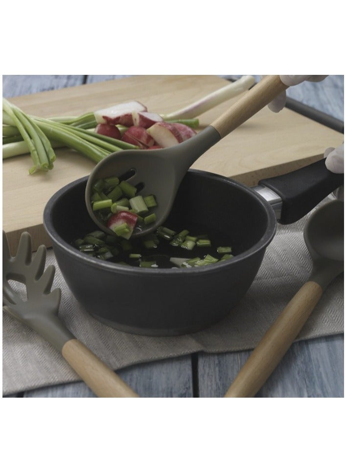 أواني الطهي المصنوعة من السيليكون المعدة للمطبخ، أواني المطبخ المصنوعة من 11 بكس مجهزة بمقبض خشبي من السيليكون، مقاوم للحرارة - Image 4