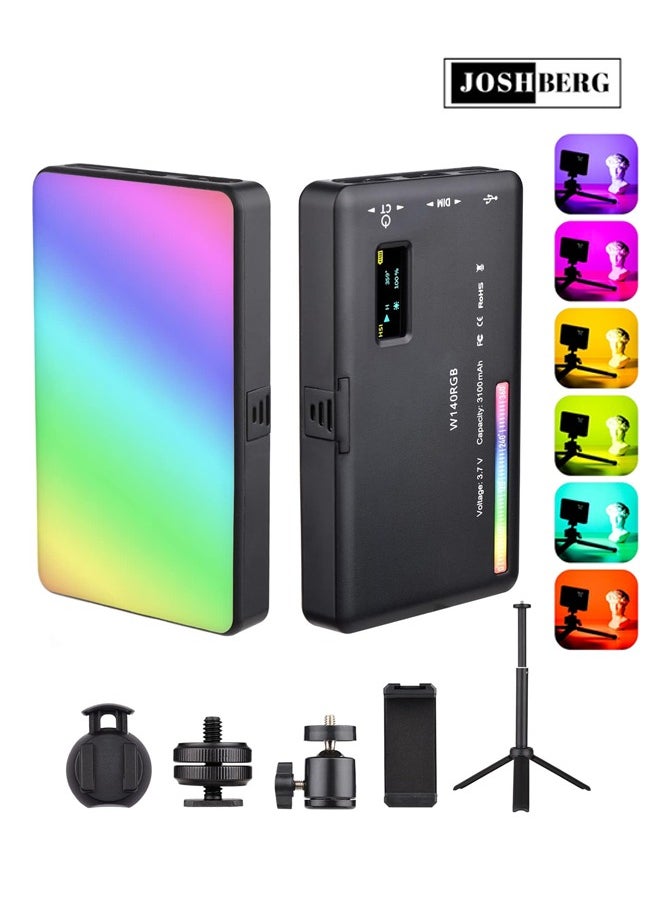 Joshberg Photography Lights,W140 RGB Video Light, 360° Full Color Portable LED Camera Light Panel, CRI95+ 2500K-9000K Dimmable 20 Lighting Effects, 3100mAH Rechargeable LED Lighting for Photography, Video Conference, Vlogging  - Image 1