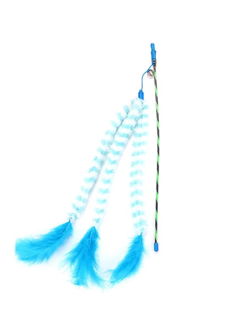 الحيوانات الأليفة القط هريرة القطيفة ريشة الجرس دعابة لينة لعب عصا لعبة تفاعلية - Image 1