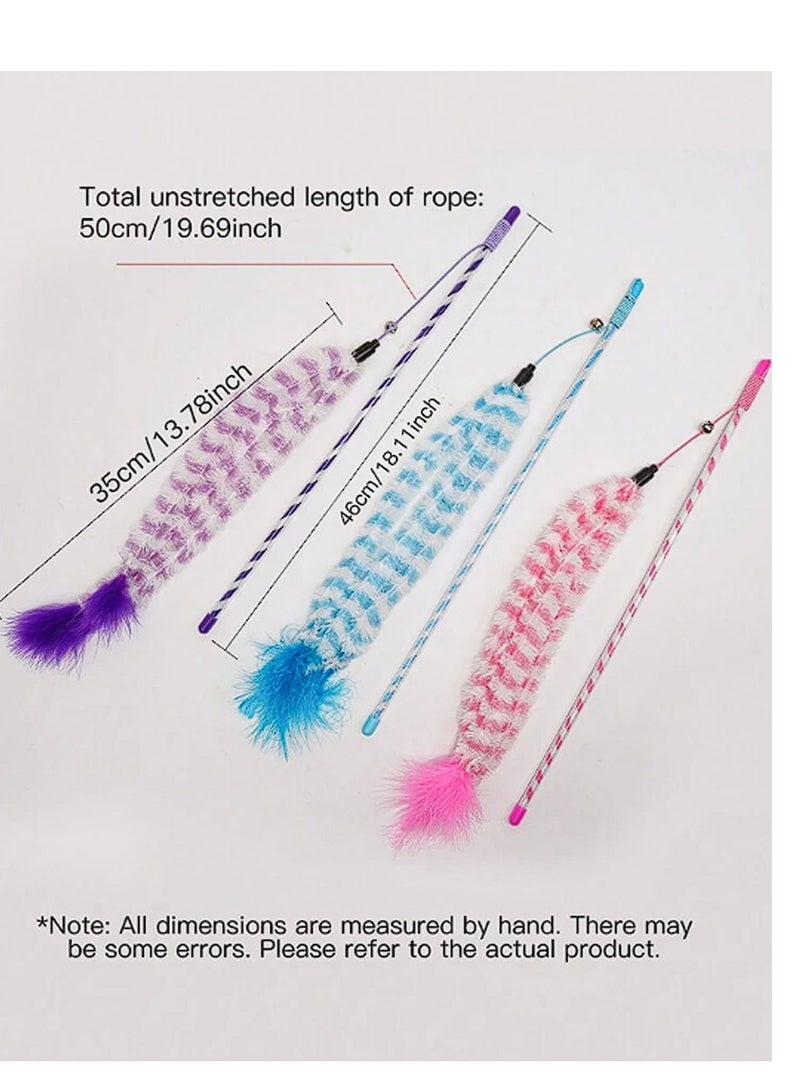 الحيوانات الأليفة القط هريرة القطيفة ريشة الجرس دعابة لينة لعب عصا لعبة تفاعلية - Image 2