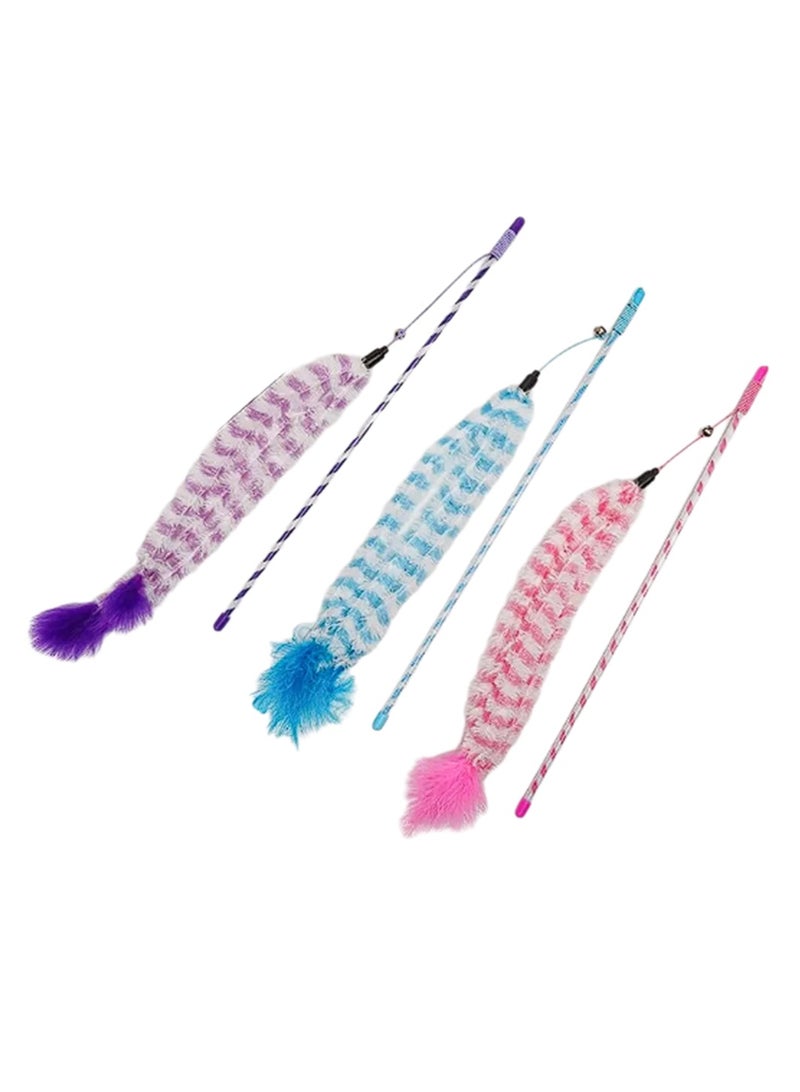 الحيوانات الأليفة القط هريرة القطيفة ريشة الجرس دعابة لينة لعب عصا لعبة تفاعلية - Image 5