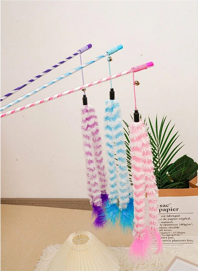 الحيوانات الأليفة القط هريرة القطيفة ريشة الجرس دعابة لينة لعب عصا لعبة تفاعلية - Image 4