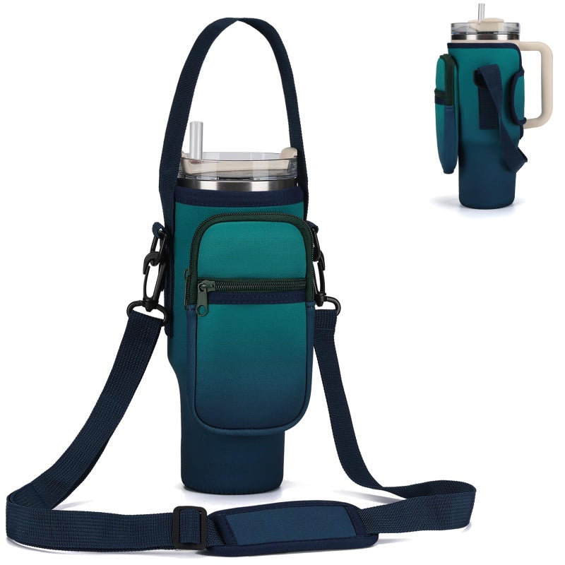GOEWY Water Bottle Carrier Bag for Stanley 40oz Tumbler with Phone Pocket Water Bottle Holder with Strap Neoprene Water Bottle Pouch for Stanley Cup Accessories - Image 1