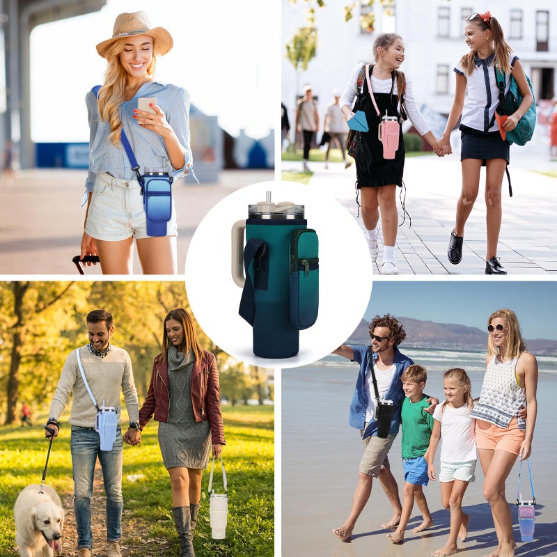GOEWY Water Bottle Carrier Bag for Stanley 40oz Tumbler with Phone Pocket Water Bottle Holder with Strap Neoprene Water Bottle Pouch for Stanley Cup Accessories - Image 5