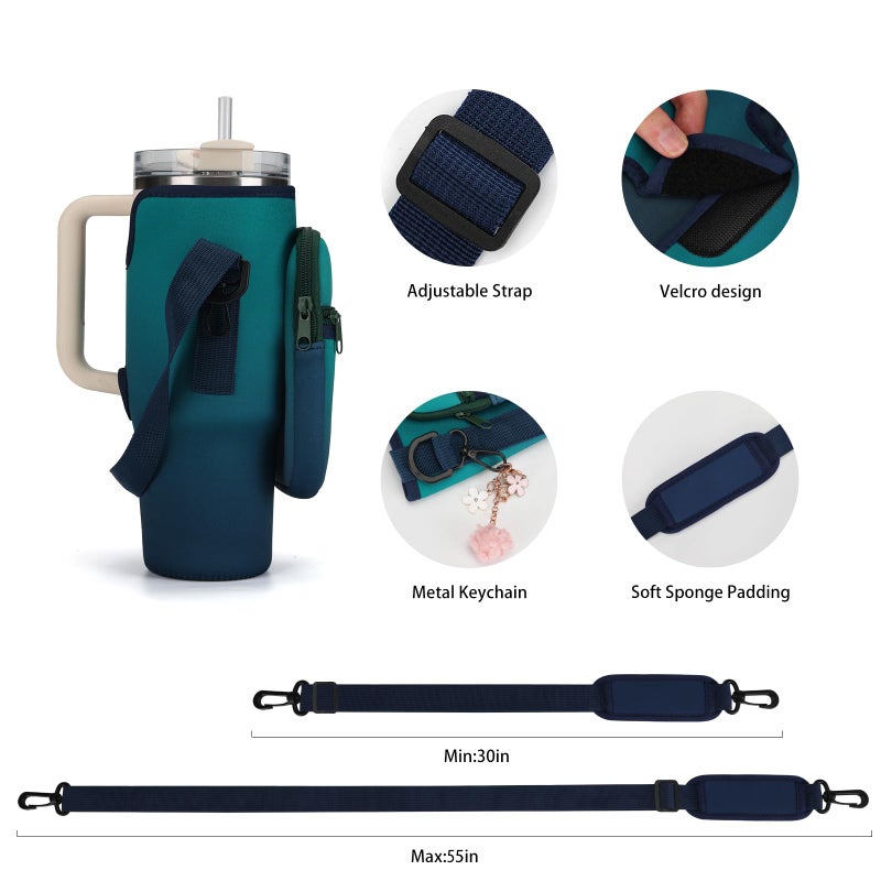 GOEWY Water Bottle Carrier Bag for Stanley 40oz Tumbler with Phone Pocket Water Bottle Holder with Strap Neoprene Water Bottle Pouch for Stanley Cup Accessories - Image 4