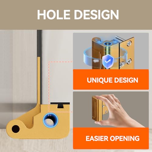 Tonitrui Home Security Door Reinforcement Lock for FrontInward Swing Doors Upgraded Reinforced 1200lbs Capacity Night Kids Safety Metal Flip Deadbolt Latch2Pack Gold - Image 3