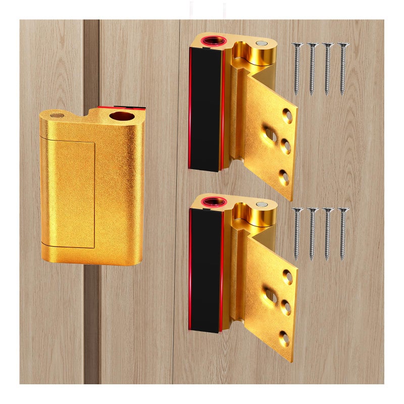 Tonitrui Home Security Door Reinforcement Lock for FrontInward Swing Doors Upgraded Reinforced 1200lbs Capacity Night Kids Safety Metal Flip Deadbolt Latch2Pack Gold - Image 2