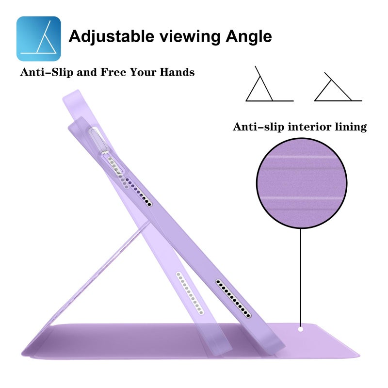 Supveco Case for iPad (A16) 11th Generation 11 inch (2025),iPad 10th Generation 10.9 inch (2022) with Pencil Holder-[Auto Wake/Sleep],Premium Folio Stand Case with Soft TPU Back Cover-Lilac Book - Image 5