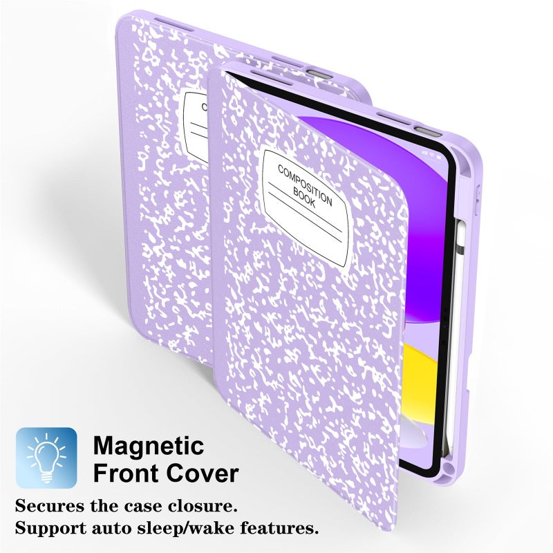 Supveco Case for iPad (A16) 11th Generation 11 inch (2025),iPad 10th Generation 10.9 inch (2022) with Pencil Holder-[Auto Wake/Sleep],Premium Folio Stand Case with Soft TPU Back Cover-Lilac Book - Image 4