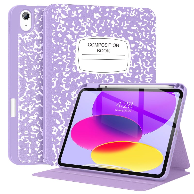 Supveco Case for iPad (A16) 11th Generation 11 inch (2025),iPad 10th Generation 10.9 inch (2022) with Pencil Holder-[Auto Wake/Sleep],Premium Folio Stand Case with Soft TPU Back Cover-Lilac Book - Image 1