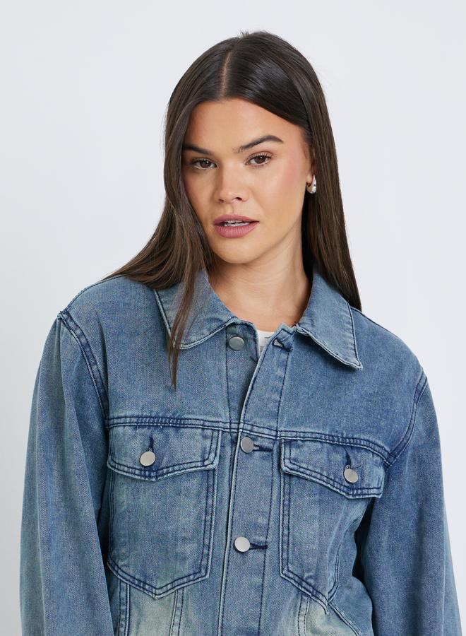 ستايلي جاكيت فضفاض بنسيج دنيم - Image 5