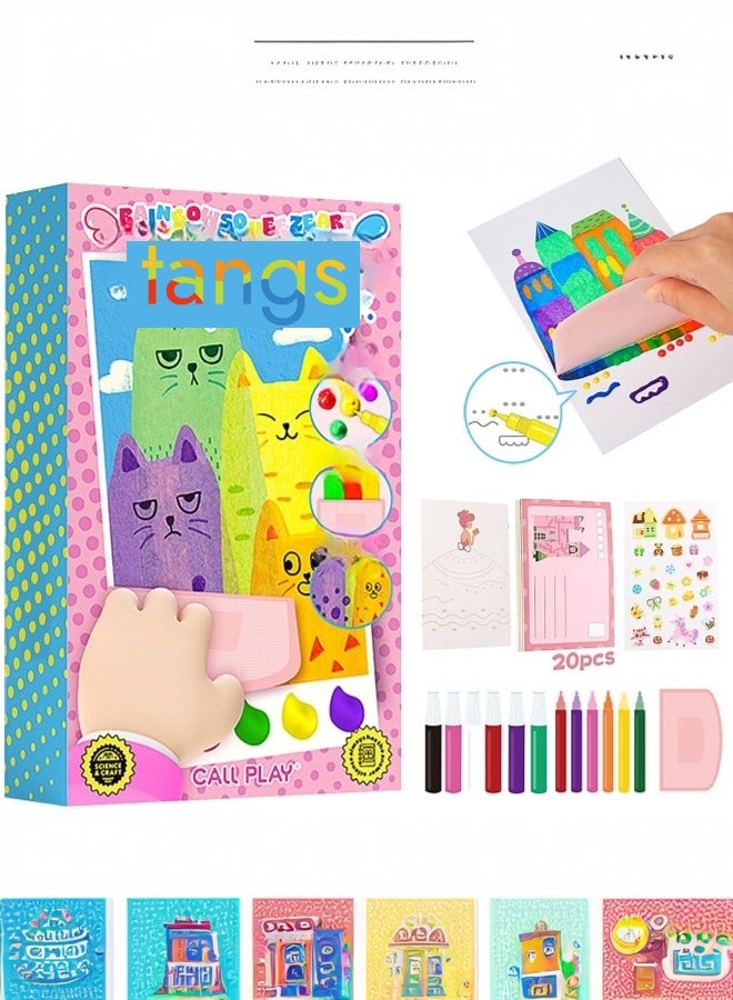 tangs Rainbow Scratch Paper Art & Craft Kit for Kids - 20 Magic Reveal DIY Postcards, Creative Gift for Girls and Boys Ages 5-12 (Non-Toxic) - Image 1