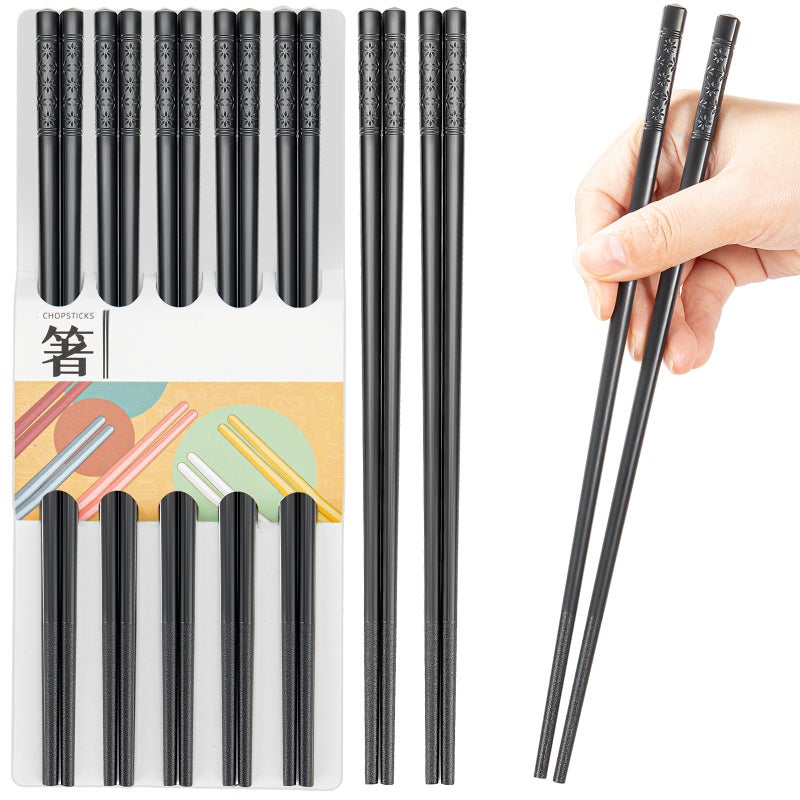 5 Pairs of Reusable Chopsticks DishwasherSafe 95 Inches Fiberglass Chopsticks Set Suitable for Japanese Chinese and Korean Cuisines Featuring NonSlip Design and Enhanced Usability
