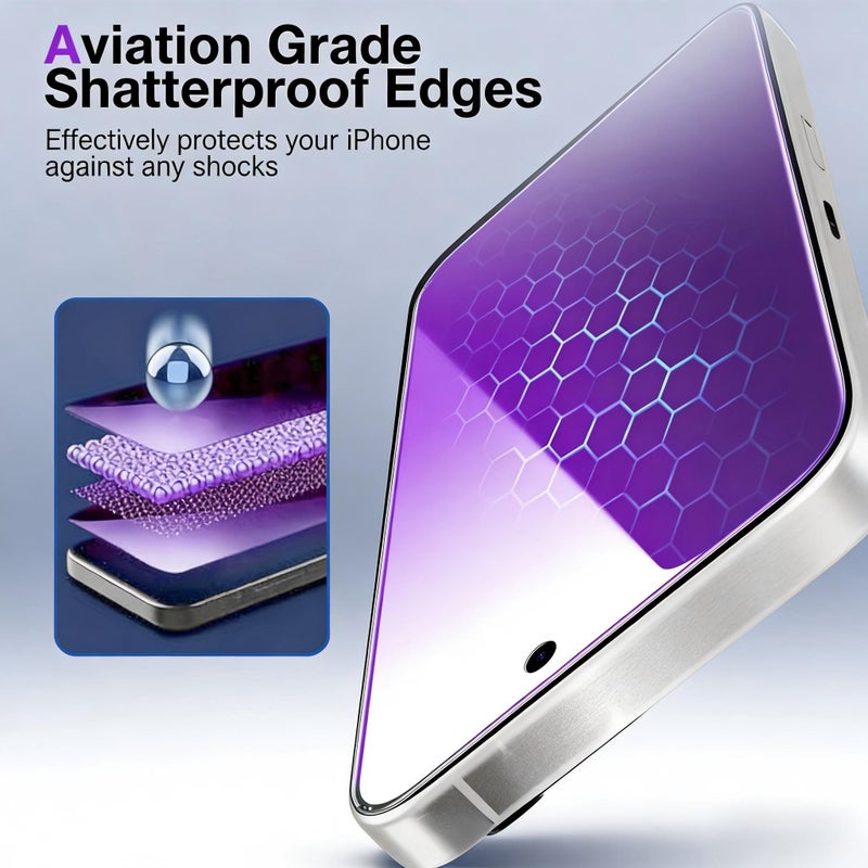 3 Pack Purple Anti Spy Screen Protector Compatible With Apple iPhone 16 Privacy Protection Tempered Film - Image 3