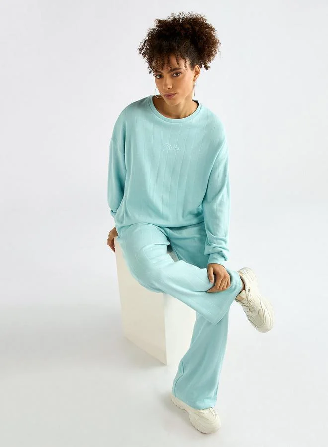 Splash FAV Textured Long Sleeves T-shirt and Pants Set