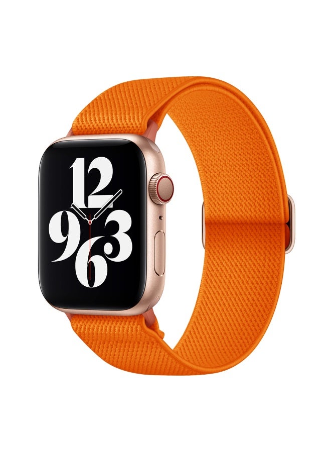 حزام نايلون مرن متوافق مع Apple Watch Ultra 3/2/1 سلسلة 10/9/8/7/6/5/4 (42/44/45/46/49mm) ، خاتم رياضي مرن قابل للتعديل المنسوج ، حزام كتف قوي ، مناسب للنساء والرجال Iwatch (برتقالي) - Image 1