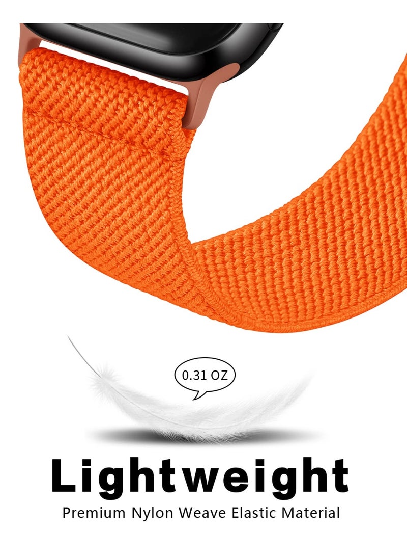 حزام نايلون مرن متوافق مع Apple Watch Ultra 3/2/1 سلسلة 10/9/8/7/6/5/4 (42/44/45/46/49mm) ، خاتم رياضي مرن قابل للتعديل المنسوج ، حزام كتف قوي ، مناسب للنساء والرجال Iwatch (برتقالي) - Image 3