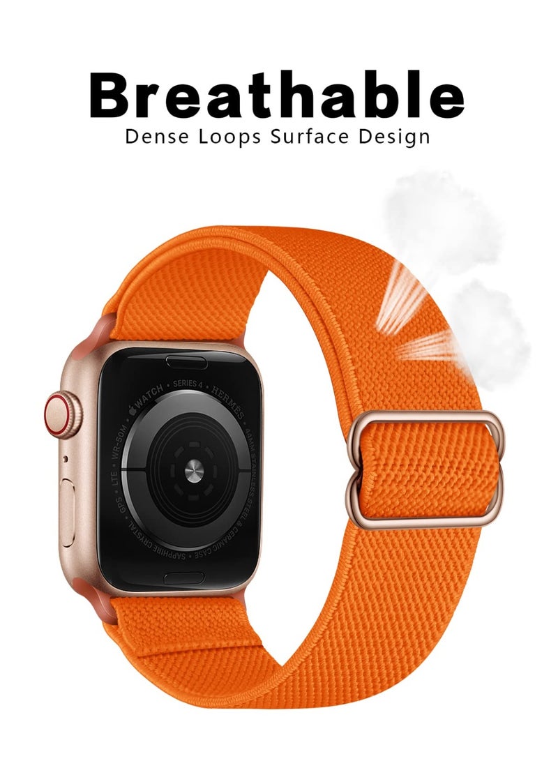 حزام نايلون مرن متوافق مع Apple Watch Ultra 3/2/1 سلسلة 10/9/8/7/6/5/4 (42/44/45/46/49mm) ، خاتم رياضي مرن قابل للتعديل المنسوج ، حزام كتف قوي ، مناسب للنساء والرجال Iwatch (برتقالي) - Image 2