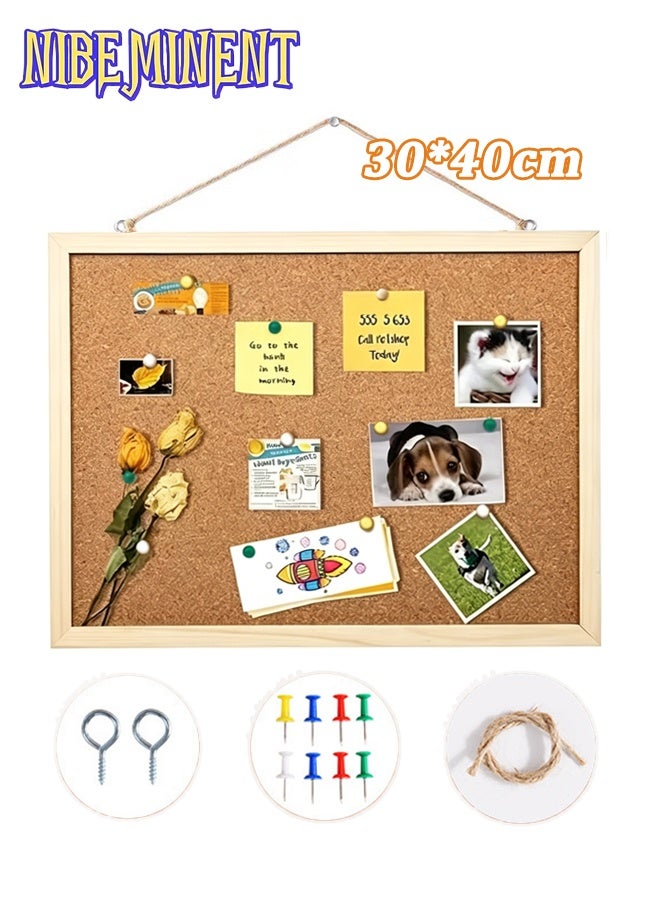 NIBEMINENT 30*40cm Cork Board Bulletin Board, Wall-Mounted Presentation, Message Notice Pin Board, Perfect for Office & Home Decor, School, Cubicle - Image 1